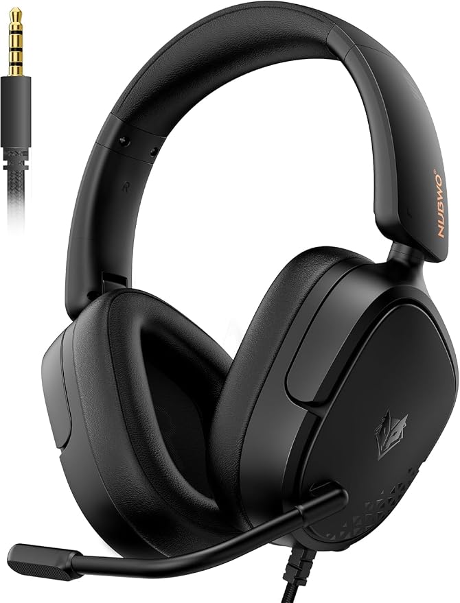 NUBWO HG04L Gaming Headset for PS5/PS4, Xbox Series X|S, Switch - Black | 40mm Speakers, Clear Unidirectional Mic, 250g Lightweight, Soft Memory Earmuffs, 3.5mm Jack for Gaming & Work by NUBWO