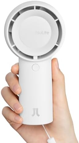 JISULIFE Portable Handheld Turbo Fan Rechargeable 4000mAh 5-Speed (White) by LivechillStaycool