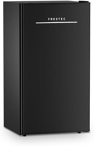 3.2 Cu.Ft Mini Fridge with Freezer, Energy Efficient Small Refrigerator for Bedroom, Dorm & Office, Low Noise Single Door Compact Fridge, Black by Frestec