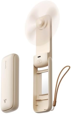 Aecooly Slim Portable Fan with Mirror, Thin Handheld Fan, USB Rechargeable by Aecooly