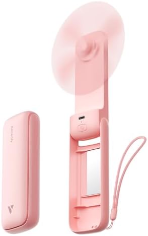 Aecooly Slim Portable Fan with Mirror, Thin Handheld Fan, USB Rechargeable by Aecooly