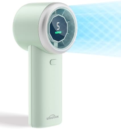 WHATOOK Portable Handheld Turbo Fan, 5 Speeds Mini Personal Fan with 4000mAh Rechargeable Battery, Small Pocket Fan for Travel Essentials, Beach, Office, Gifts for Women Men - Mint Green by FashionCaring-MakeitYours