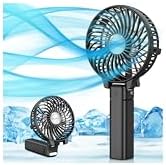 VersionTECH. Portable Handheld Fan, Powerful+Durable+180° Foldable, Mini Hand Fans with USB Rechargeable Battery Operated Cooling Accessories for Personal Use, Travel, Office Black by VersionTECH