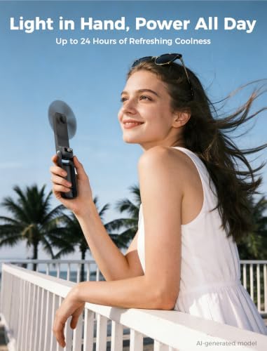 Aecooly Slim Portable Fan with Digital Display, Thin Handheld Fan - Image 5