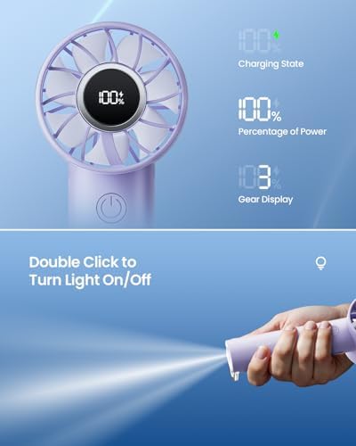 Gaiatop Portable Mini Fan, 3 Speed USB Rechargeable Handheld Fan with Light - Image 6