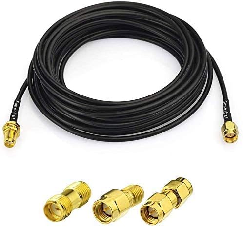 Superbat RF coaxial SMA Male to SMA Female Bulkhead RG174 6.56ft Cable + 3pcs by SUPERBAT