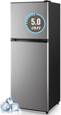 5.0 Cu.Ft Small Refrigerator with Freezer Double Door Mini Fridge Top Freezer Adjustable Temperature for Dorm Office Apartment Silver by TACOOL