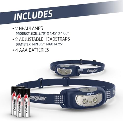 Energizer Universal LED Headlamp (2-Pack), IPX4 Water Resistant Headlamps, Bright Head Light for Outdoors, Camping, Running, Storm, Survival LED Light for Emergencies (Batteries Included) - Image 6