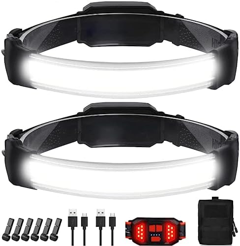 Headlamp Rechargeable,Ultra Bright Upgrade 1500 Lumens 6 Modes Head Lamp Led Rechargeable with Taillight(Individual Control),230°Wide Beam Waterproof Headlamps for Adults Outdoor Camping Running by BZYUY