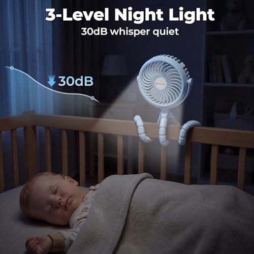 AMACOOL Battery Operated Stroller Fan, Portable Clip On Fan Rechargeable - Image 6