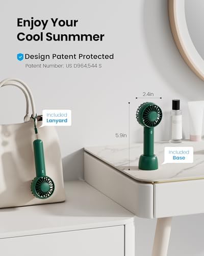 Gaiatop Mini Portable Fan, Navy Green, Cute Design, Rechargeable Battery, Handheld and Desktop, Small and Light - Image 2