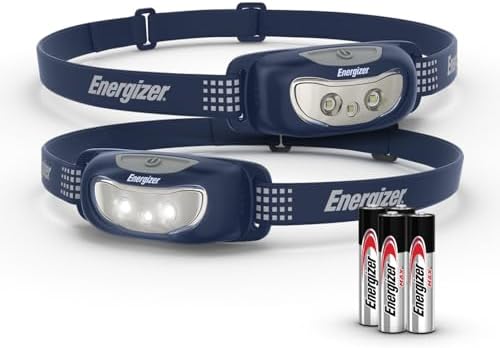 Energizer Universal LED Headlamp (2-Pack), IPX4 Water Resistant Headlamps, Bright Head Light for Outdoors, Camping, Running, Storm, Survival LED Light for Emergencies (Batteries Included) by Energizer