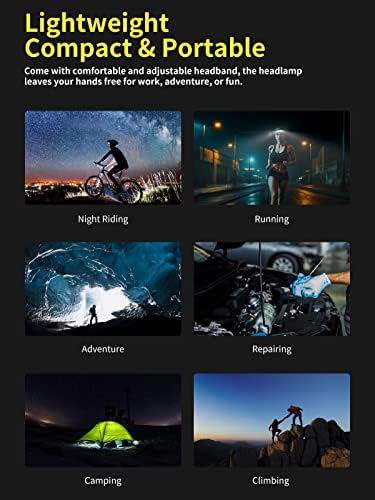 Smiling Shark Integrated LED Headlamp, 230°Wide Angle 3 White Light Strips Waterproof Headlight with Sealed Non-Removable Built-in Battery for Outdoor Night Work - Image 6