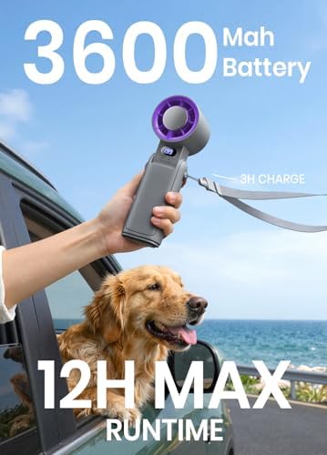 Portable Handheld Turbo Fan, 1-199 Speed Adjustable, Grey Purple - Image 3