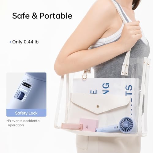 JISULIFE Portable Handheld Fan, 4000mAh Rechargeable, 5-Speed - Blue - Image 5