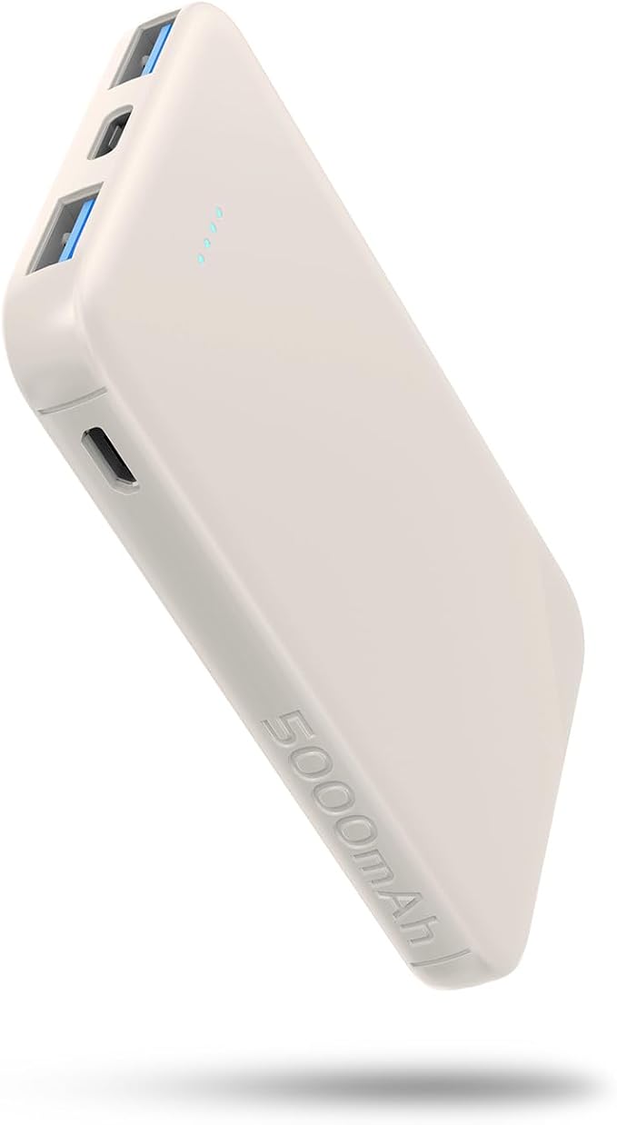 VANYUST S22 Portable Charger, Mini Colorful Power Bank, PowerNano, 5000mAh External Battery Pack Compatible with iPhone 15/14/13/12/11/X All Series and Android Phone,Apricot by VANYUST