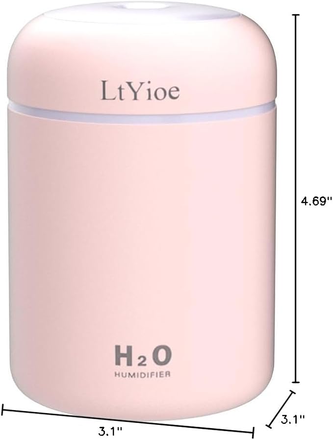 Colorful Cool Mini Humidifier, USB Personal Desktop Humidifier for Car, Office Room, Bedroom,etc. Auto Shut-Off, 2 Mist Modes, Super Quiet. (Pink) - Image 7