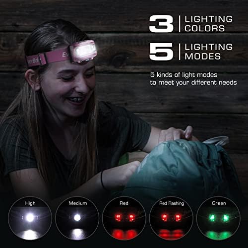 EverBrite Headlamp, 2 Pack Kids Headlamp with Red Light and Memory Function, Head Lamp for Adults and Kids with 5 Modes, Bright Headlamps for Camping, Running, Christmas Gifts, Batteries Included - Image 2