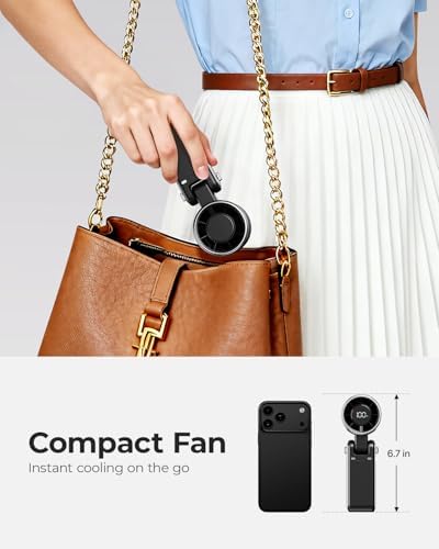 Portable Handheld Turbo Fan - 5 Gear High Speed 4000mAh Rechargeable Mini Personal Hand Fan Blow Cold Air, Battery Operated Travel Essentials, Beach Vacation, Gifts for Women, Men (Black) - Image 6