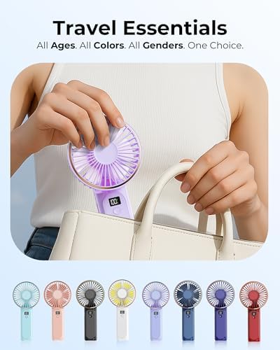 TUNISE Portable Handheld Fan, 4000mAh, 180 Adjustable, 6 Speed Wind, USB Rechargeable Foldable Fan with Real-Time Electricity Display - Image 6