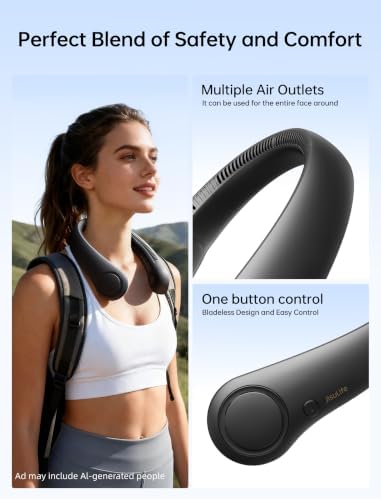 JISULIFE Portable Neck Fan, Hands-Free Bladeless, 5 Speeds, 4000 mAh - Image 4