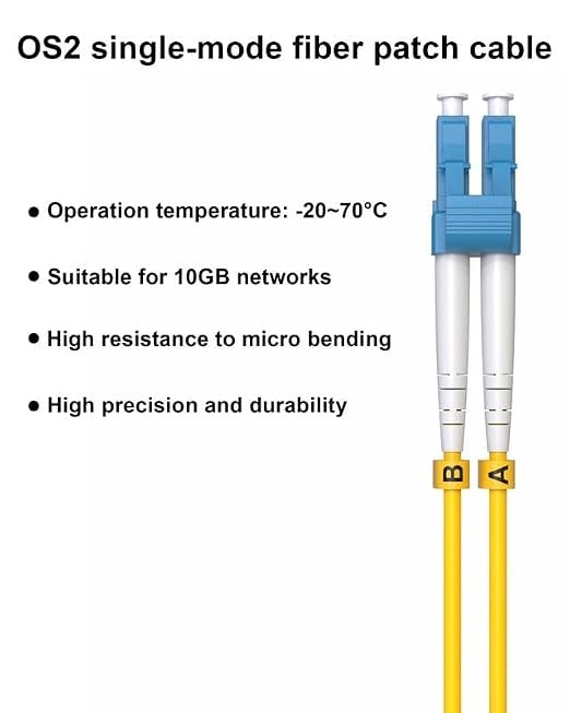 OS2 LC to LC Single Mode Fiber Patch Cable 7M Duplex, 1G/10G/40Gbps, Compatible - Image 9