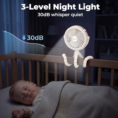 AMACOOL Battery Operated Stroller Fan, Portable Clip On Fan Rechargeable - Image 6