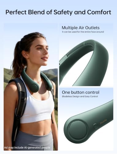 JISULIFE Portable Neck Fan, Hands Free Bladeless Fan, 5 Speeds, 4000 mAh - Image 4