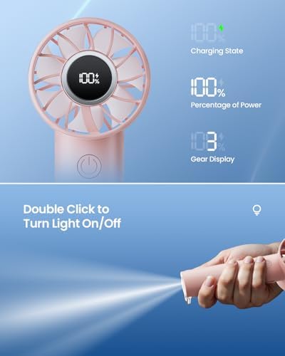 Gaiatop Portable Mini Fan, 3 Speed USB Rechargeable Handheld Fan with Light - Image 6