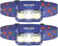 LHKNL Headlamp Rechargeable, Lumen Super Bright Motion Sensor Head Lamp Flashlight,2-Pack Waterproof LED Headlight with White Red Light,8 Modes Head Lights for Camping Cycling Running Fishing-Blue by LHKNLHOME