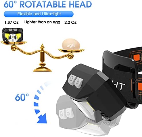 LHKNL Headlamp Flashlight, Lumen Bright Head Lamps LED Rechargeable Camping - Image 5