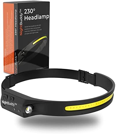 NightBuddy The Original LED Headlamp Rechargeable Flashlight for Adults Camping Essentials Backpacking Lights 4X Brighter Other Headlight Headband Lamp 5 Light Modes Hiking Gear Must Haves (Headlamp) by NightBuddy