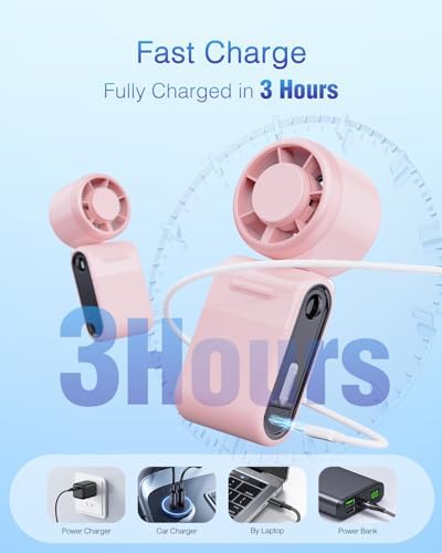 Mini Portable Handheld Turbo Fan – Small but Mighty, Whisper-Quiet, Long-Lasting, 5-Speed High-Velocity Rechargeable battery Fan, Personal Fan for Outdoor, Travel, Gifts for Women & Men(Pink) - Image 5