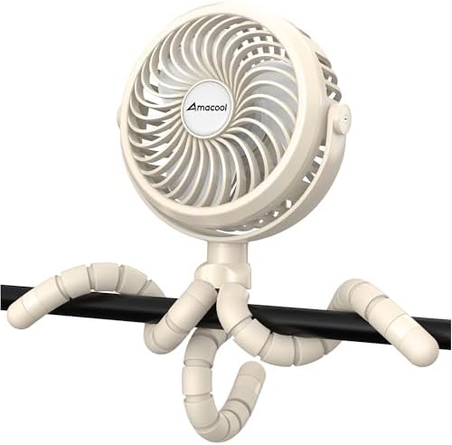 AMACOOL Battery Operated Stroller Fan, Portable Clip On Fan Rechargeable by AMACOOL