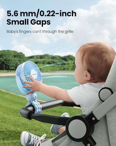 Gaiatop Mini Portable Stroller Fan, Small Clip on Fan 3 Speed Rechargeable - Image 2