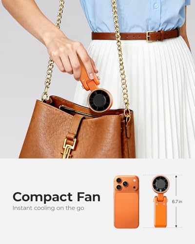 Portable Handheld Turbo Fan - 5 Gear High Speed 4000mAh Rechargeable Mini Personal Hand Fan Blow Cold Air, Battery Operated Travel Essentials, Gifts for Women, Men (Cosmic Orange) - Image 6