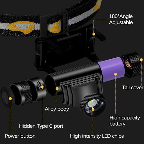 Headlamp Rechargeable, 1200 Lumen Zoomable LED Head Lamp for Adults, IP66 Waterproof Rechargeable Headlight with 9 Modes, Super Bright Head Flashlight with 2600 mAh for Outdoor Camping Hiking Running - Image 5