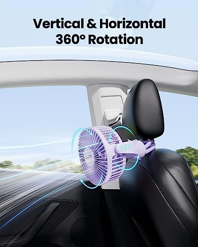 Gaiatop Mini Electric Fan with 360 Rotation, 5.5mm Gaps, Rechargeable Battery, 3 Speeds, Purple - Image 6