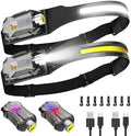 Victoper Rechargeable Headlamp 2Pack, Detachable 230° Wide Beam LED 2in1 Head Lamp with Motion Sensor, Hard Hat Head Light for Adults, 9 Modes Flashlight for Running Hunting Camping Essentials Gear by Victoper