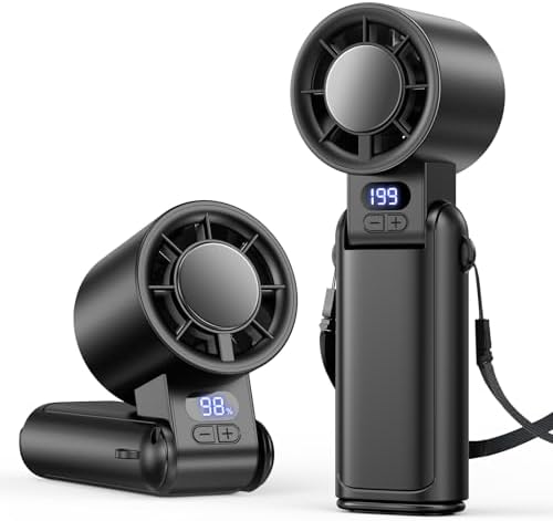 Portable Handheld Turbo Fan, 1-199 Speed Adjustable, Dark Black by Deyhoc