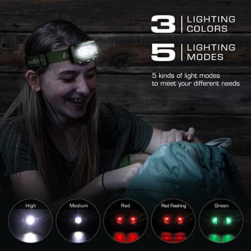 EverBrite Headlamp, 2 Pack Kids Headlamp with Red Light and Memory Function, Head Lamp for Adults and Kids with 5 Modes, Bright Headlamps for Camping, Running, Christmas Gifts, Batteries Included - Image 2