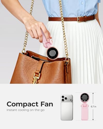 Portable Handheld Turbo Fan - 5 Gear High Speed 4000mAh Rechargeable Mini Personal Hand Fan Blow Cold Air, Battery Operated Travel Essentials, Beach Vacation, Gifts for Women, Men (Pink) - Image 6