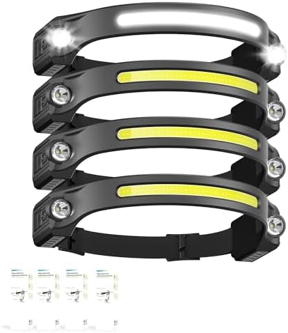 AlpsWolf LED Headlamp Rechargeable 4 Pack, Motion Sensor Head Light by AlpsWolf