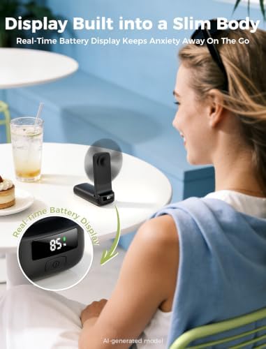 Aecooly Slim Portable Fan with Digital Display, Thin Handheld Fan - Image 4