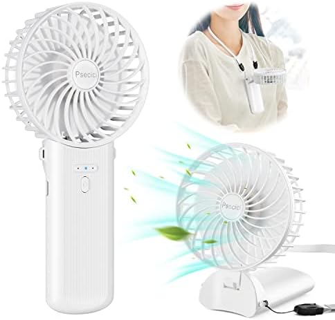 PSECICI Handheld Fan, Mini Portable Personal Fan with lanyard, 4 Speeds Level 180° Foldable Design for Desk/Travel/Office/Outdoor by PSECICI