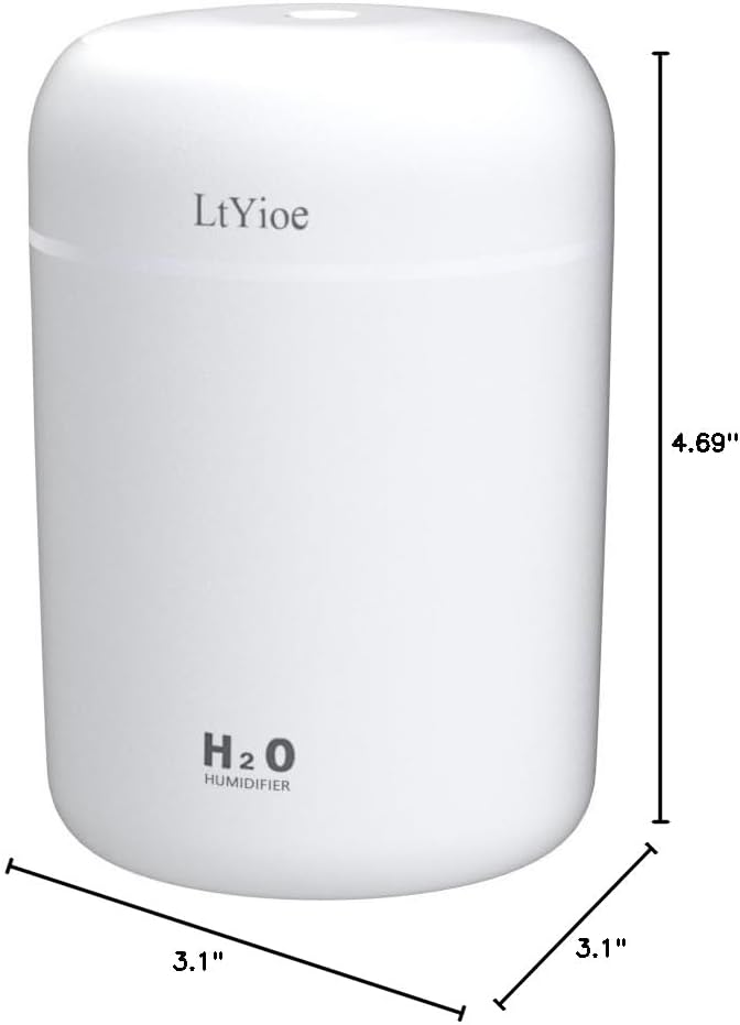 Colorful Cool Mini Humidifier, USB Personal Desktop Humidifier for Car, Office Room, Bedroom,etc. Auto Shut-Off, 2 Mist Modes, Super Quiet. (White) - Image 7