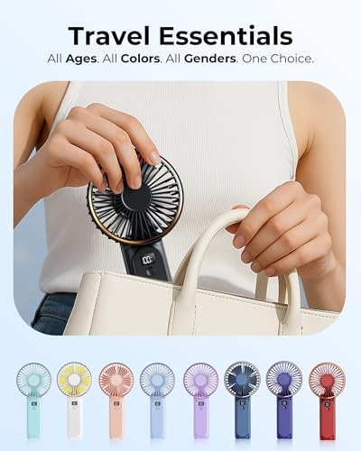 TUNISE Portable Handheld Fan, Portable Fan Rechargeable, 4000mAh, 180° Adjustable, 6 Speed Wind, Display Electricity in Real Time, USB Rechargeable Foldable F an, Quiet Personal Fan as Power Bank - Image 6