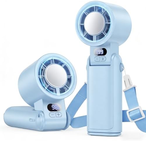 Portable Handheld Turbo Fan, 1-199 Speed Adjustable, Blue by Deyhoc