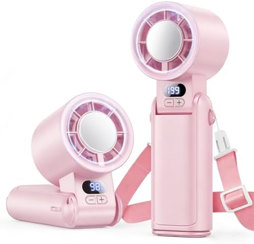 Portable Handheld Turbo Fan, 1-199 Speed Adjustable, Pink by Deyhoc