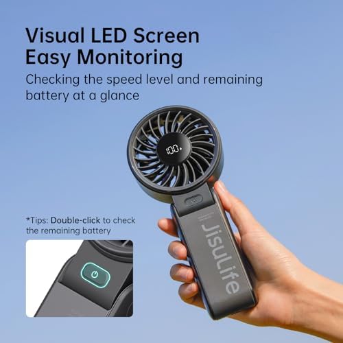 JISULIFE Portable Handheld Fan Life7: 3-in-1 Hand, Desk & Neck Fan-Black - Image 6